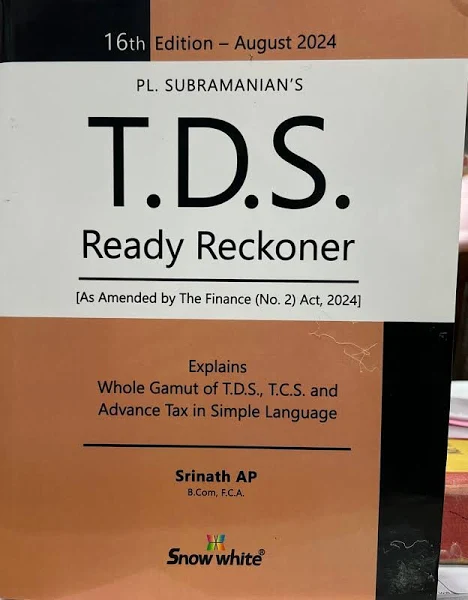 Snow White TDS Ready Reckoner By P L Subramanian Edition August 2024